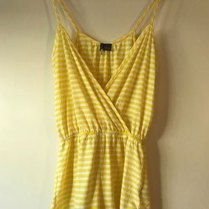 Sparkle & Fade Yellow Striped Shorts Romper